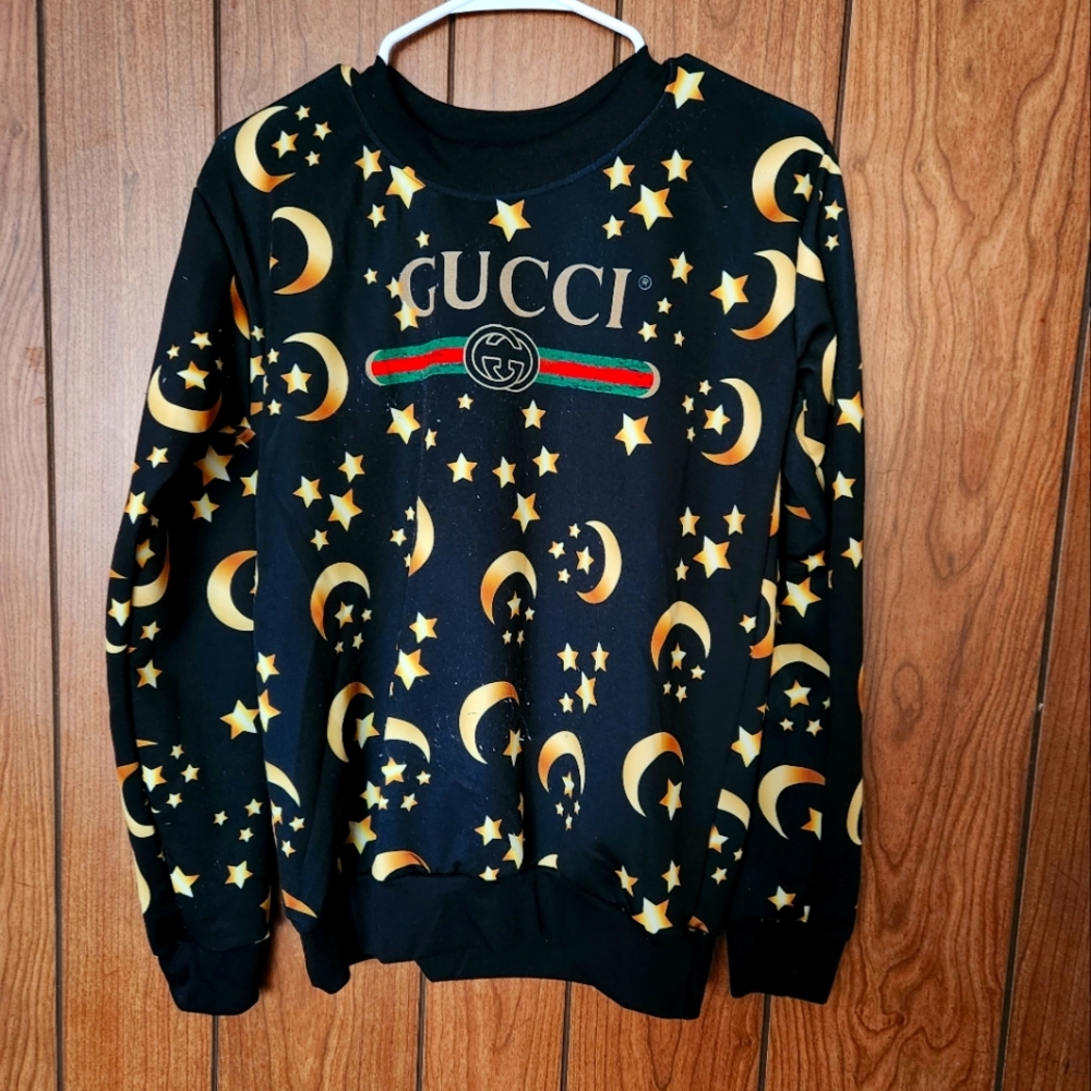 Black Moon & Stars Long Sleeve Pullover Size L